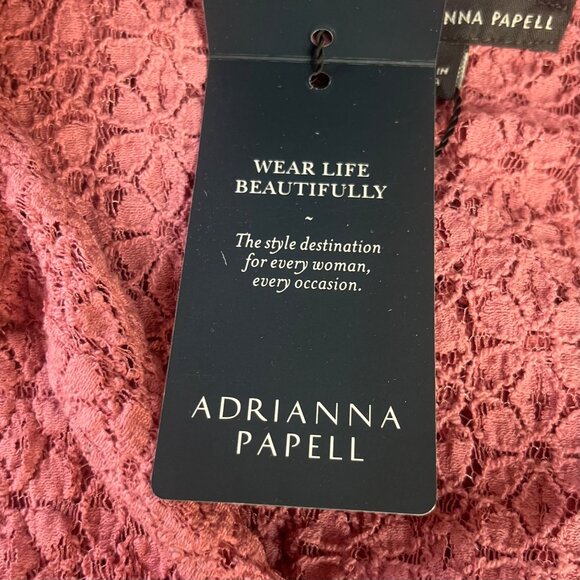 Adrianna Papell Mesarose Textured Blouse Shirt Button Front Pink Size Large New - Picture 7 of 11